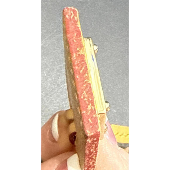 DOONEY & BOURKE Y2K Square Logo BEIGE BROWN LEATHER LUGGAGE Key FOB TAG - Picture 13 of 15